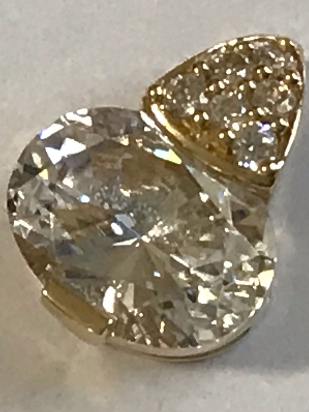 14K Gold OVAL Diamonique Pendant
